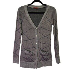 BKE Buckle Vintage Y2K‎ Preppy Lightweight Long Cardigan Sweater M Grey
